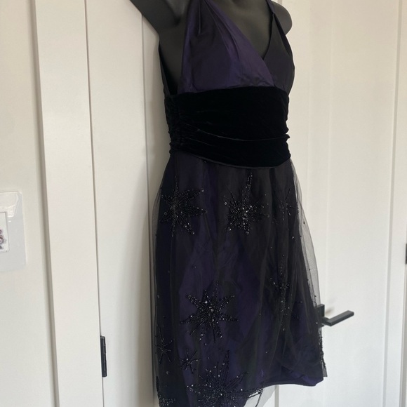 Emporio Armani Dress Wrap Tulle‎ Velvety Beaded Star Purple Size US 8 - Picture 2 of 10